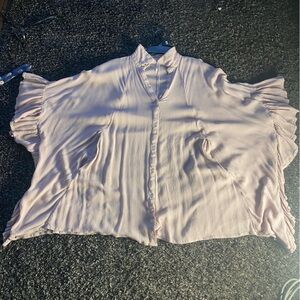 Free People Women's Pink Ruffled Top XS/SM (see call out) with 2 front pockets